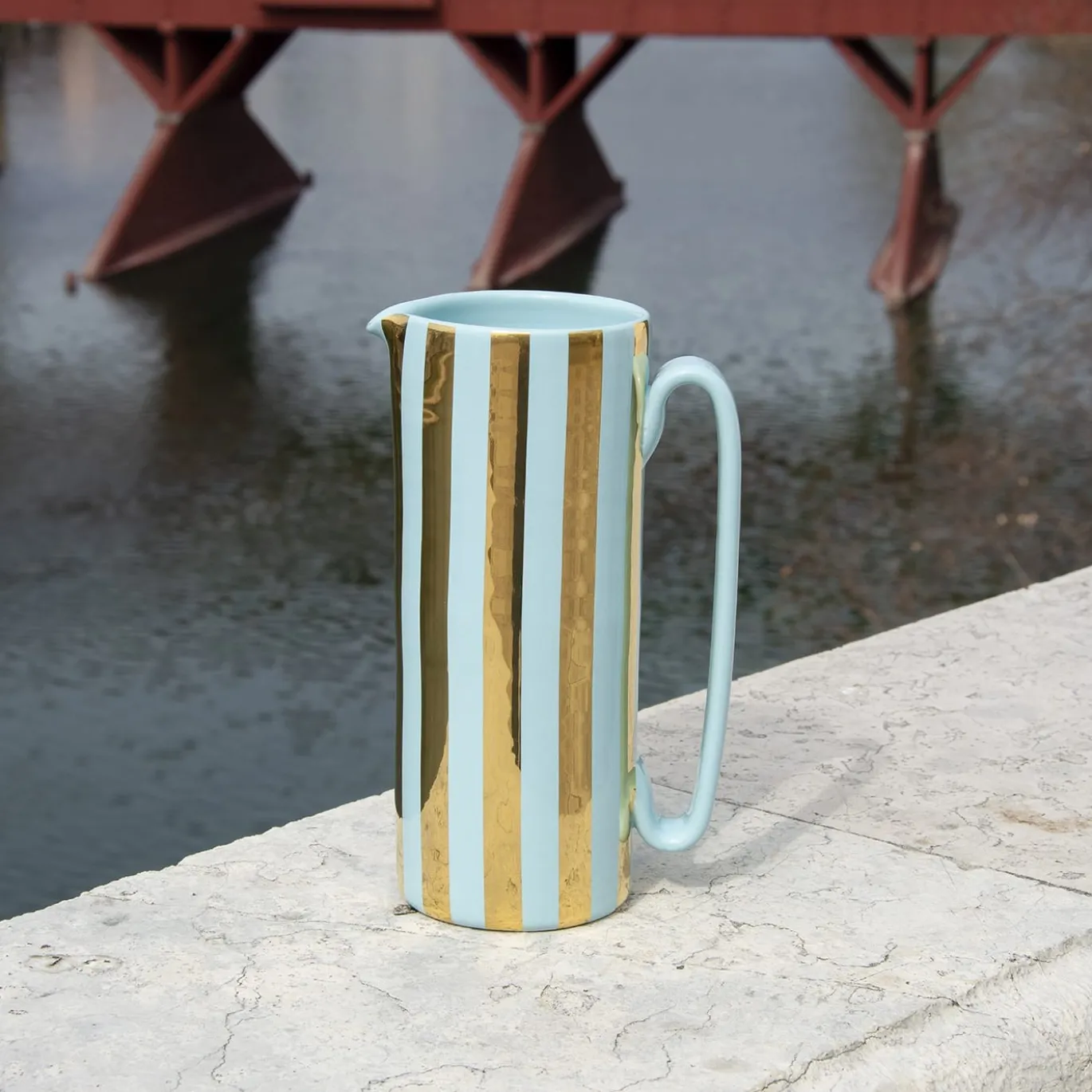Caraffa Serlio Mercante oro 24K e blu