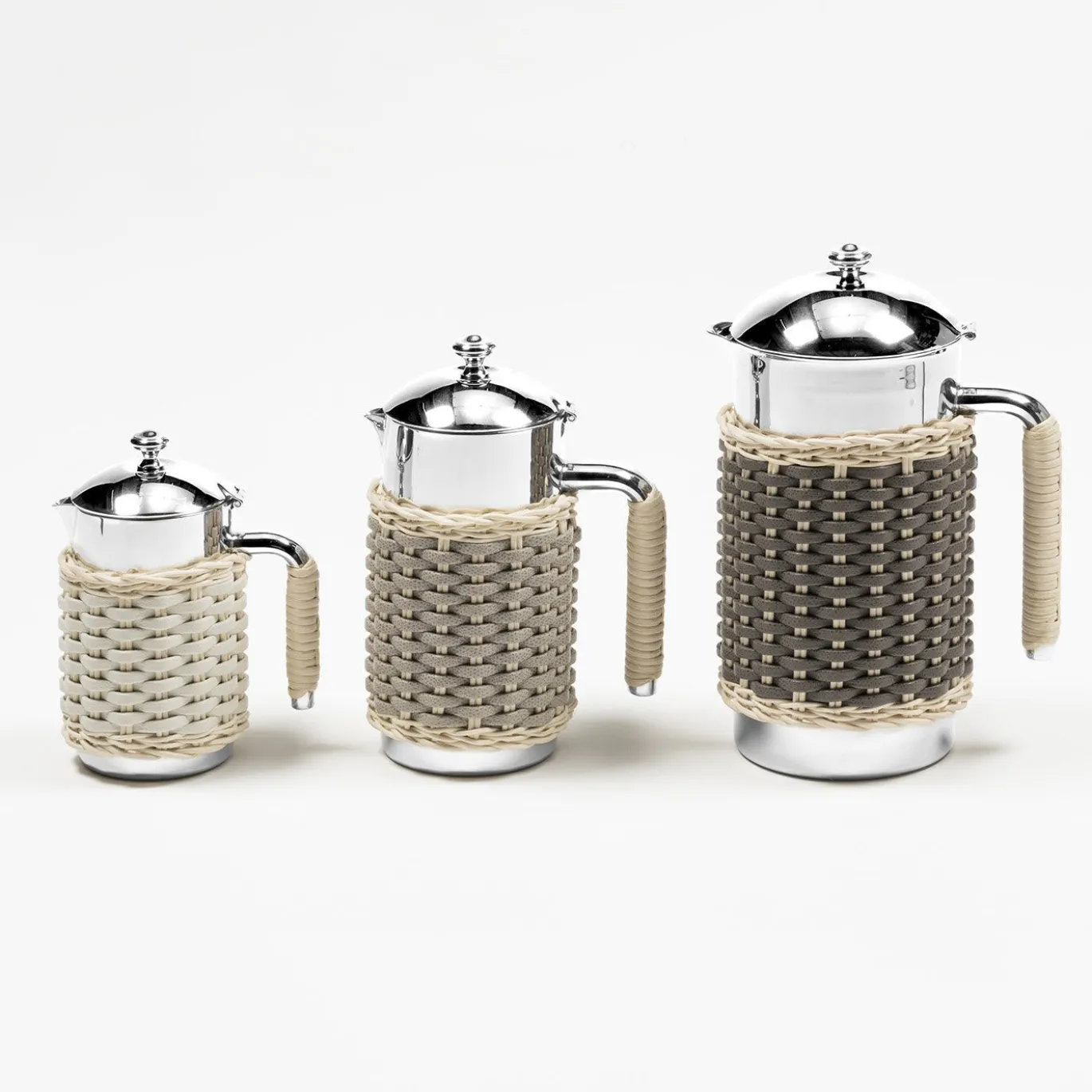 Caraffa termica in pelle e rattan grigio Rennes