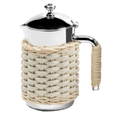 Caraffa termica Rennes Beige in pelle e rattan