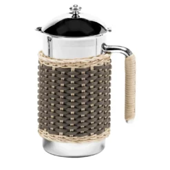 Caraffa termica Rennes in pelle e rattan marrone
