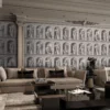 Carta da parati Archistatue con motivo di statue grigie
