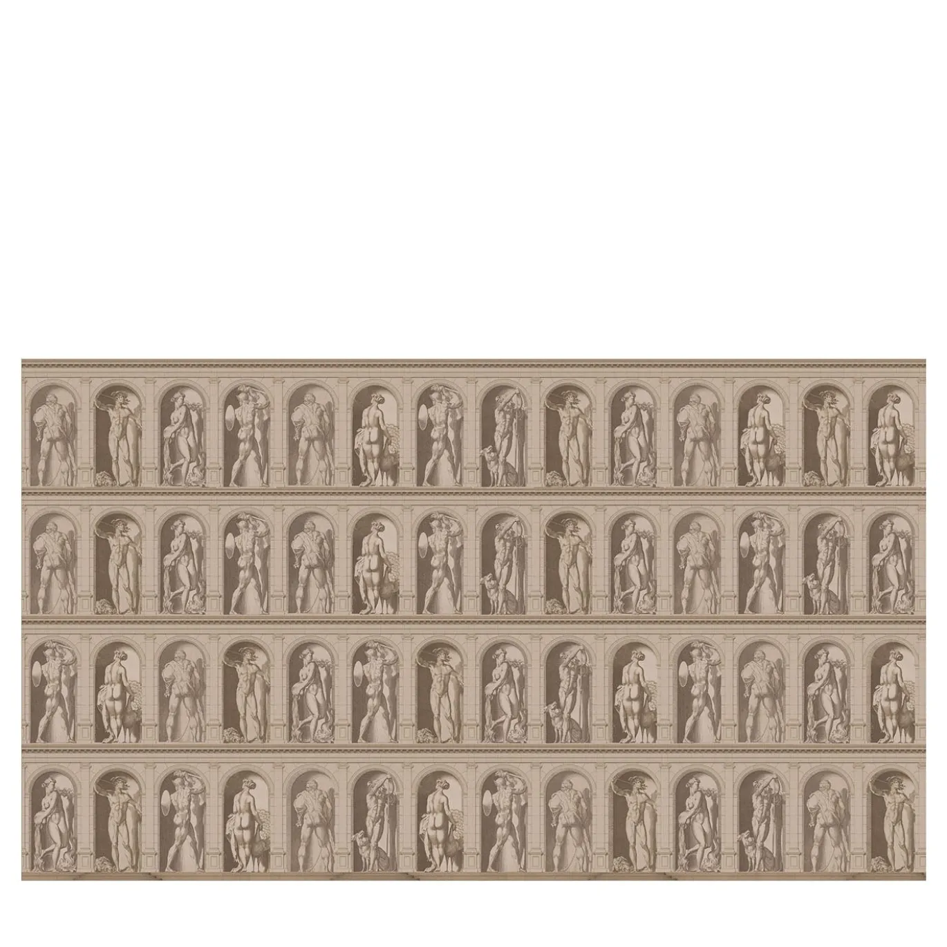 Carta da parati Archistatue con motivo di statue seppia