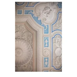 Carta da parati architettonica su tela trompe l'oeil dipinta a mano