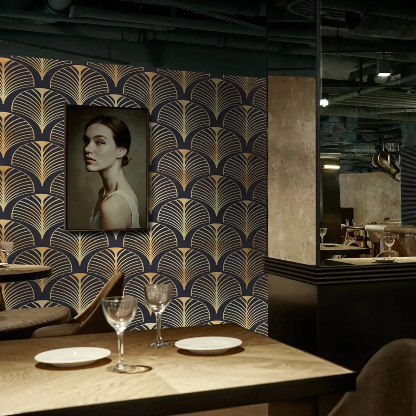 Carta da parati Art Déco in stile vintage
