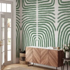 Carta da parati Boho Verde e Bianca