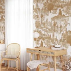 Carta da Parati Cactus Landscape Boho Beige