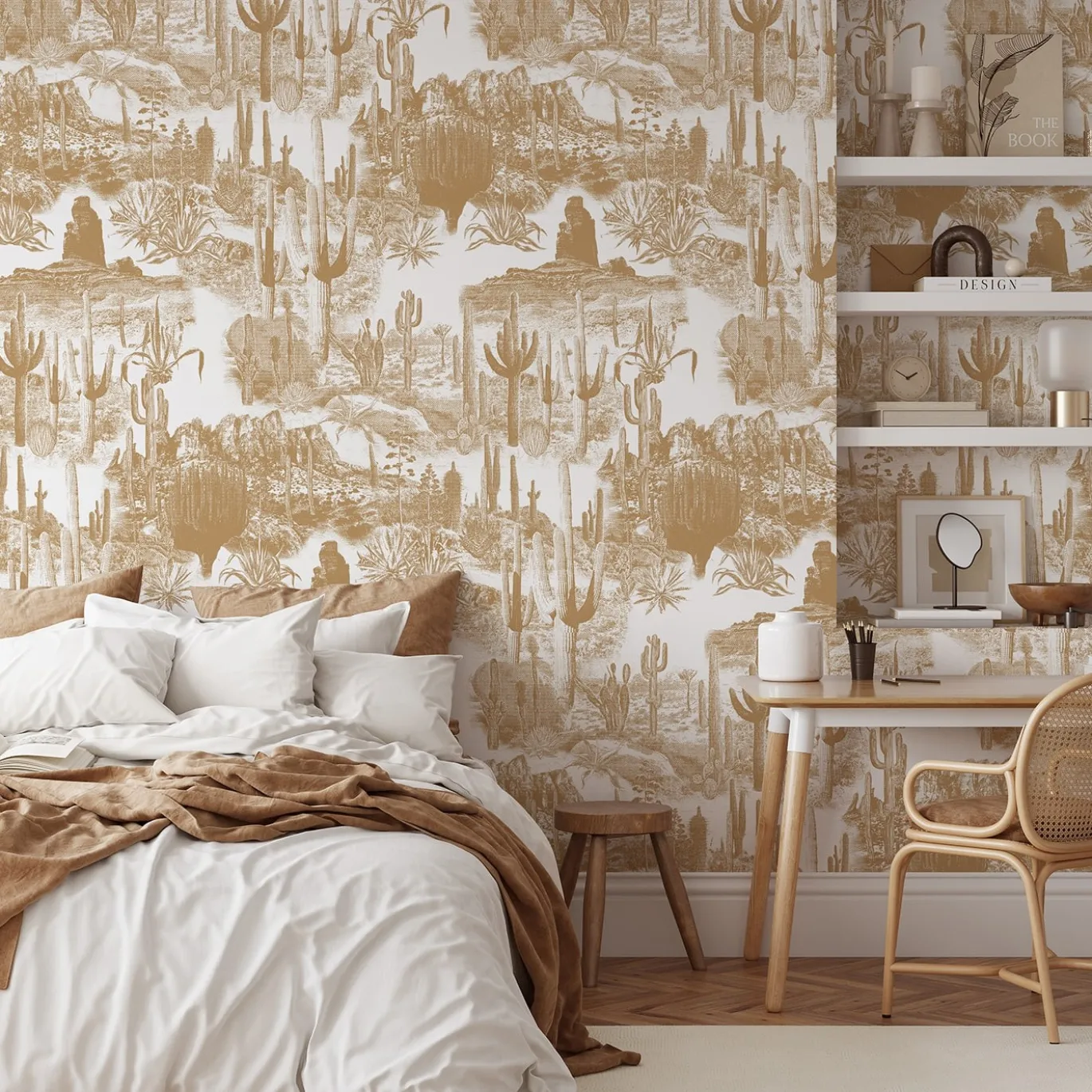 Carta da Parati Cactus Landscape Boho Beige