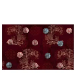 Carta da parati Chinese plates rossa con motivo a pavoni