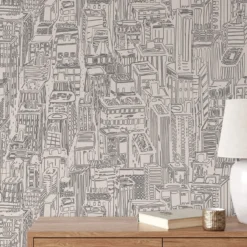 Carta da Parati Disegnata a Mano con Grattacieli di New York