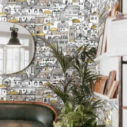 Carta da Parati DIY con Paesaggio Urbano Mediterraneo
