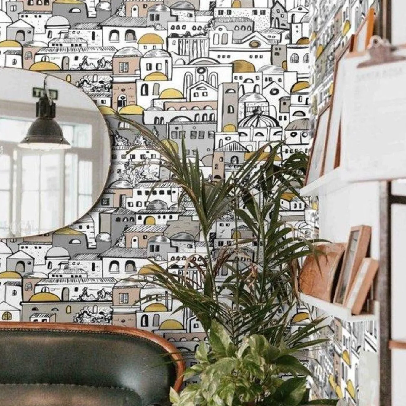 Carta da Parati DIY con Paesaggio Urbano Mediterraneo