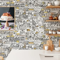 Carta da Parati DIY con Paesaggio Urbano Mediterraneo
