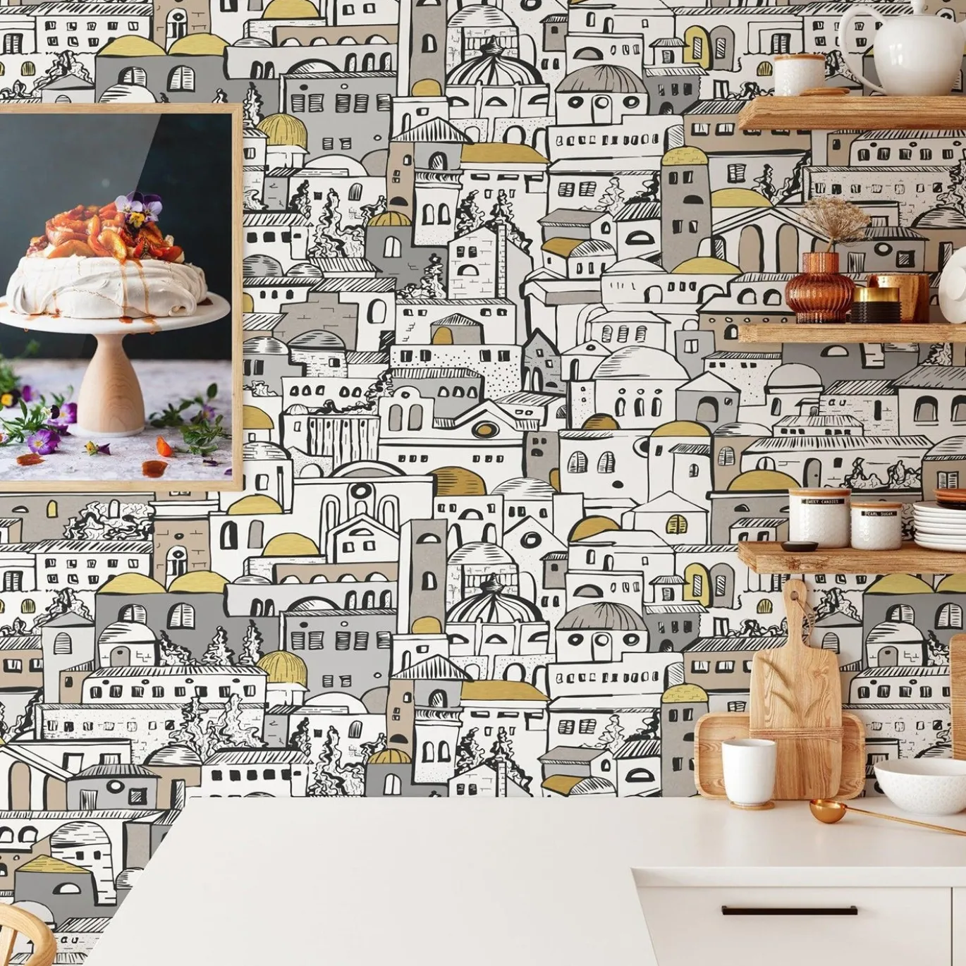 Carta da Parati DIY con Paesaggio Urbano Mediterraneo