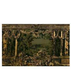 Carta da parati Flemish Tapestry con motivi architettonici multicolore