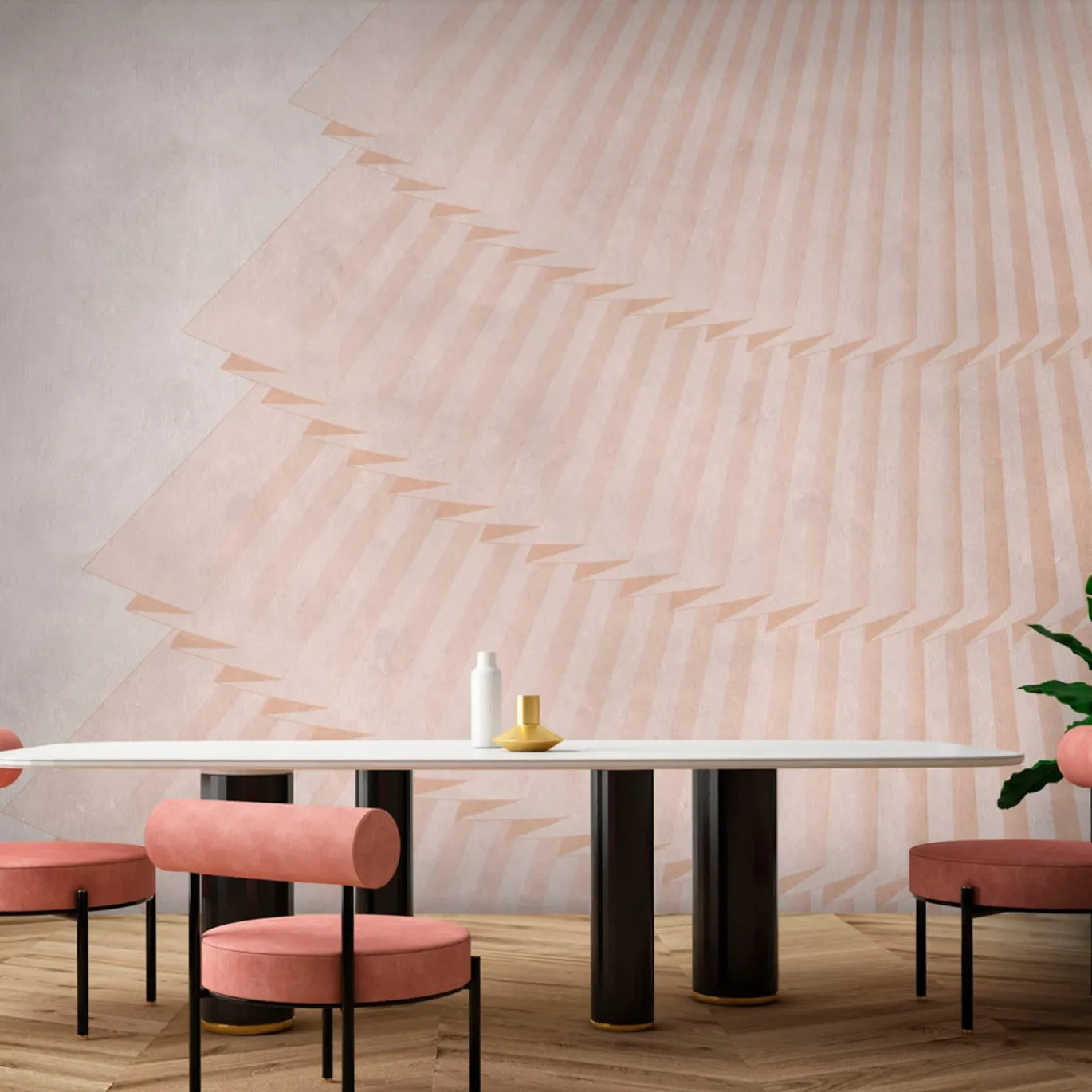 Carta da parati verticale plissé Pink Fan