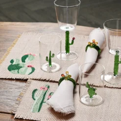 Cena per due Cactus Set di bicchieri e lino