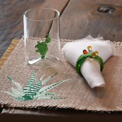 Cena per due Cactus Set di bicchieri e lino