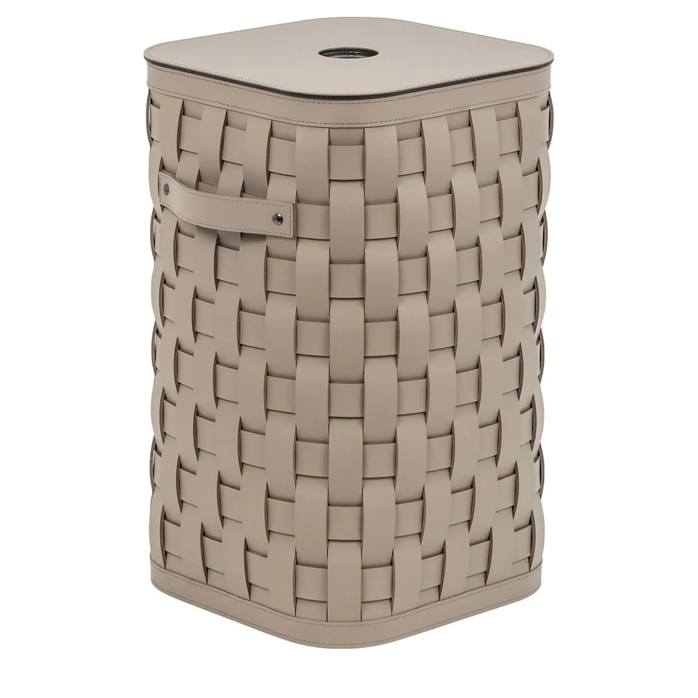 Cesta Portabiancheria Demetra Piccola Quadrata in Pelle Beige