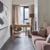 Cestino dei rifiuti in pelle oyster e rosa Dubai