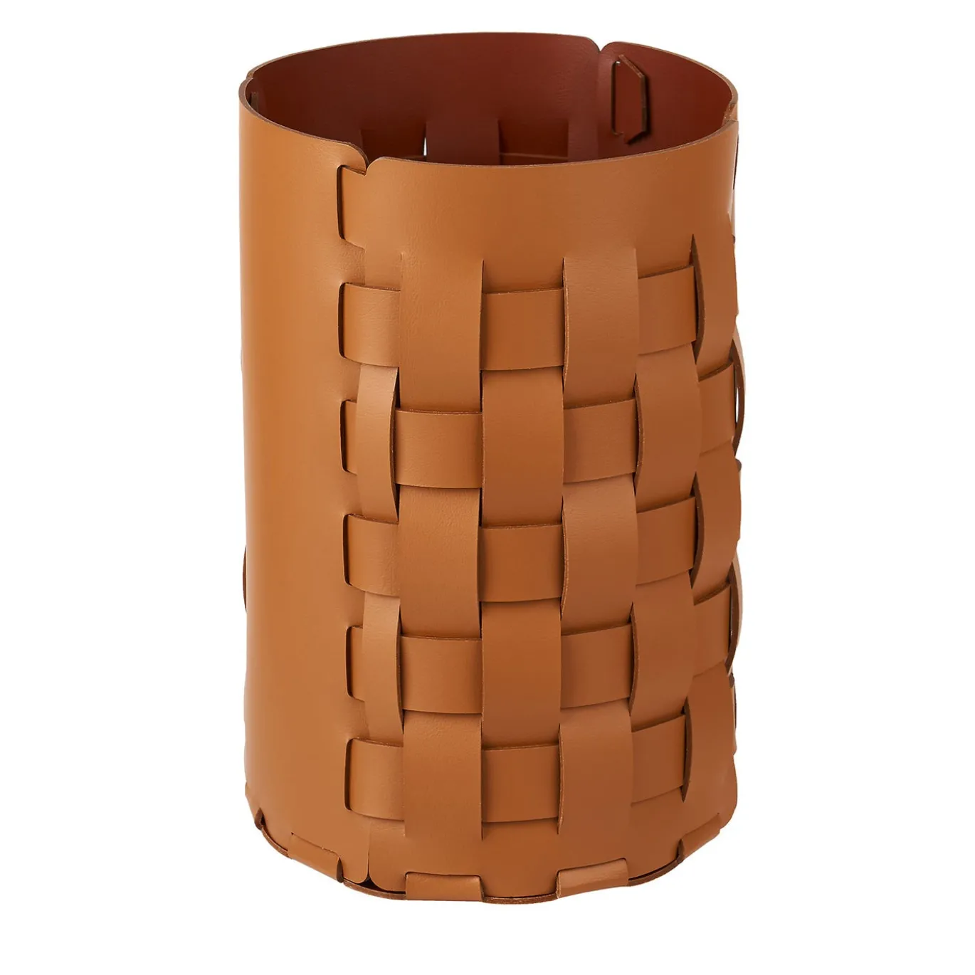 Cestino gettacarte in pelle Bottega cognac e bordeaux