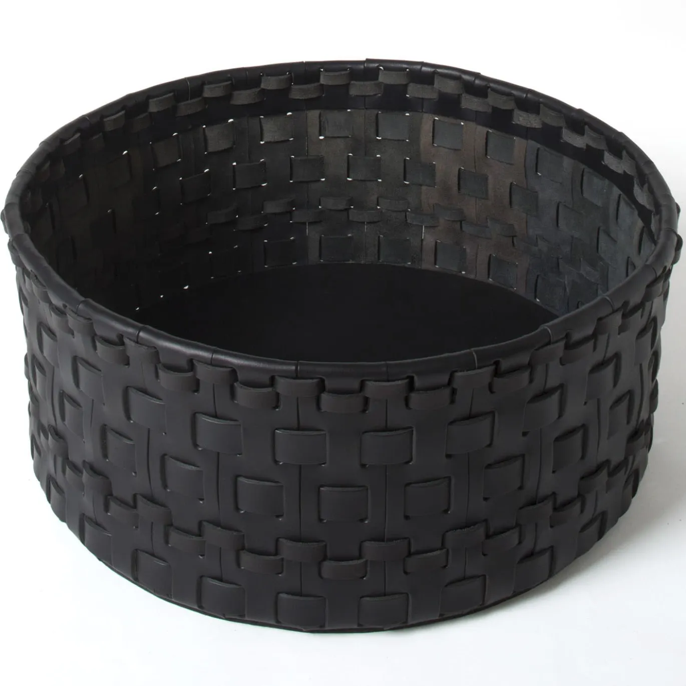 Cestino intrecciato cilindrico grande nero di Oscar Maschera