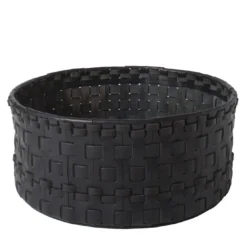 Cestino intrecciato cilindrico grande nero di Oscar Maschera