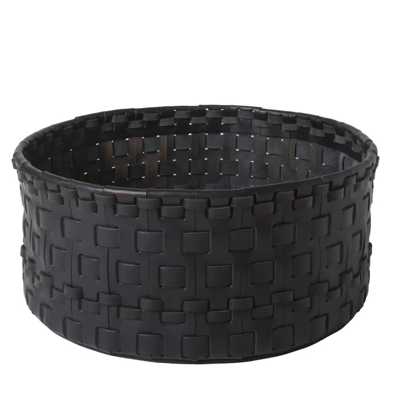 Cestino intrecciato cilindrico grande nero di Oscar Maschera