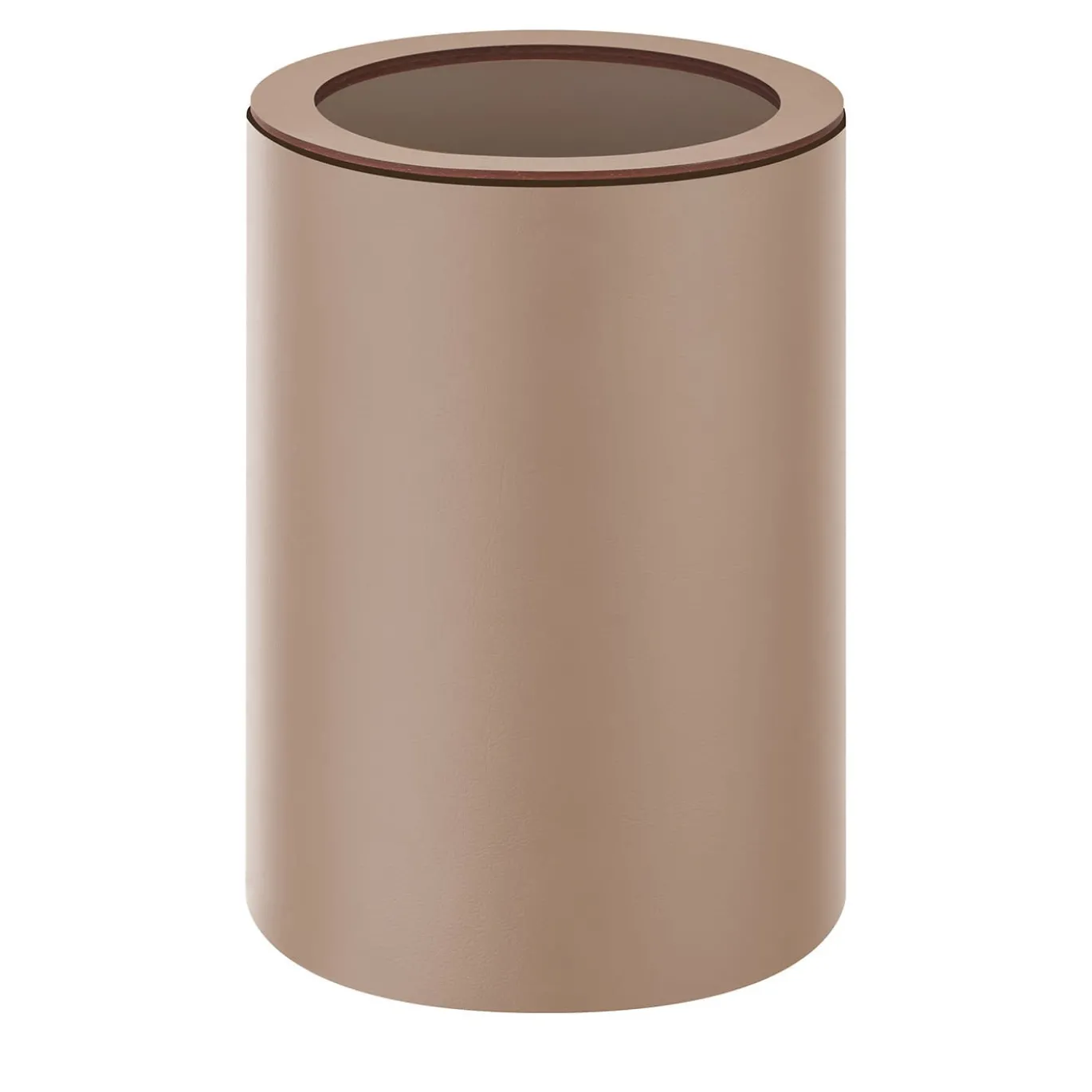 Cestino per rifiuti in pelle color cappuccino