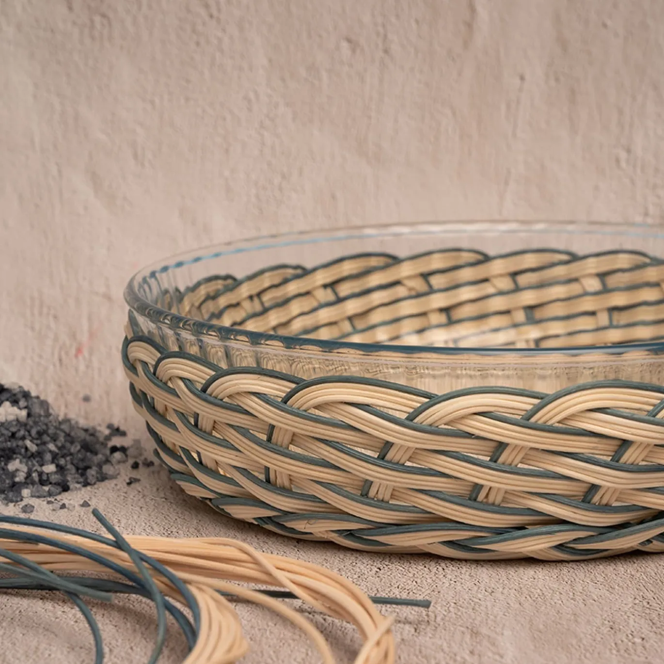 Cestino per tortiere in lana blu