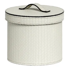 Cestino rotondo piccolo in pelle con coperchio