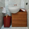 Cesto in pelle Helena bordeaux e cognac
