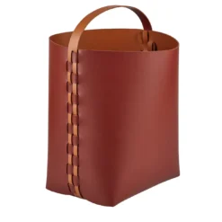 Cesto in pelle Helena bordeaux e cognac