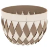 Cesto piccolo Canaria in pelle intrecciata crema e taupe