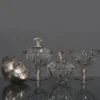 Ciotola con piede in platino e cristallo Capriccio con coperchio