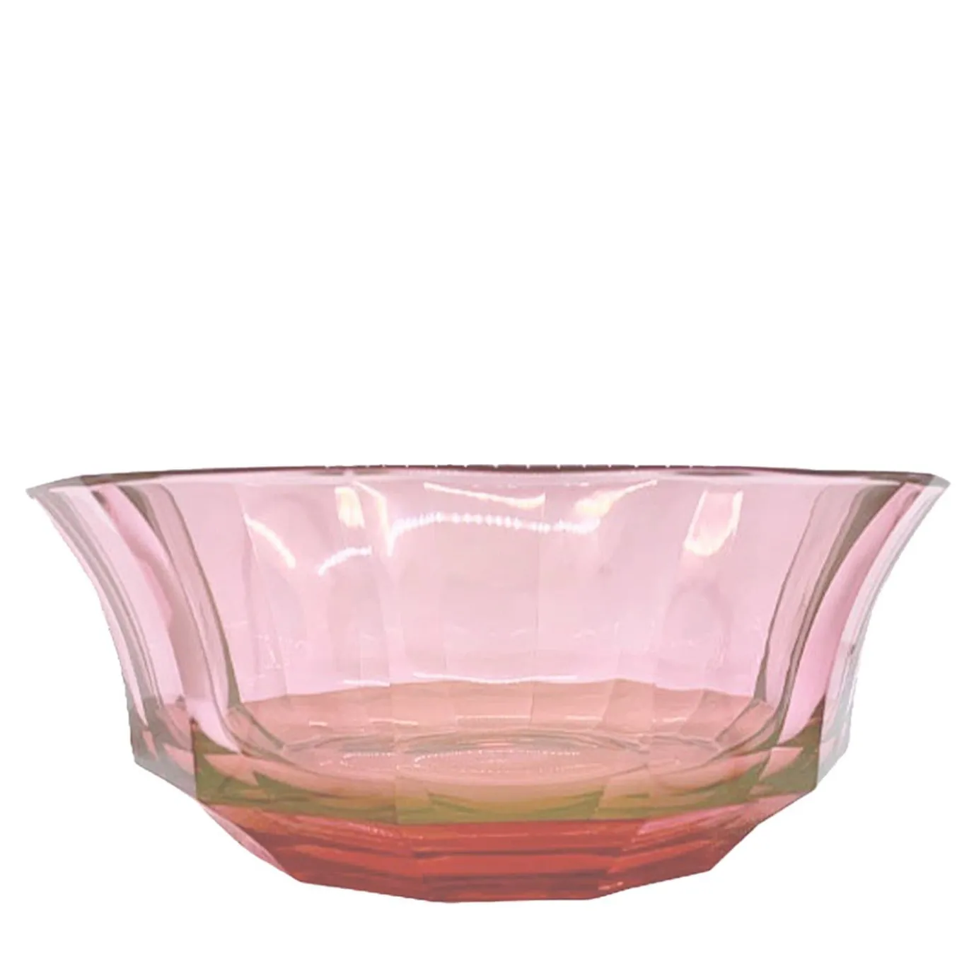 Ciotola da dessert in cristallo sfaccettato rosso-rosa