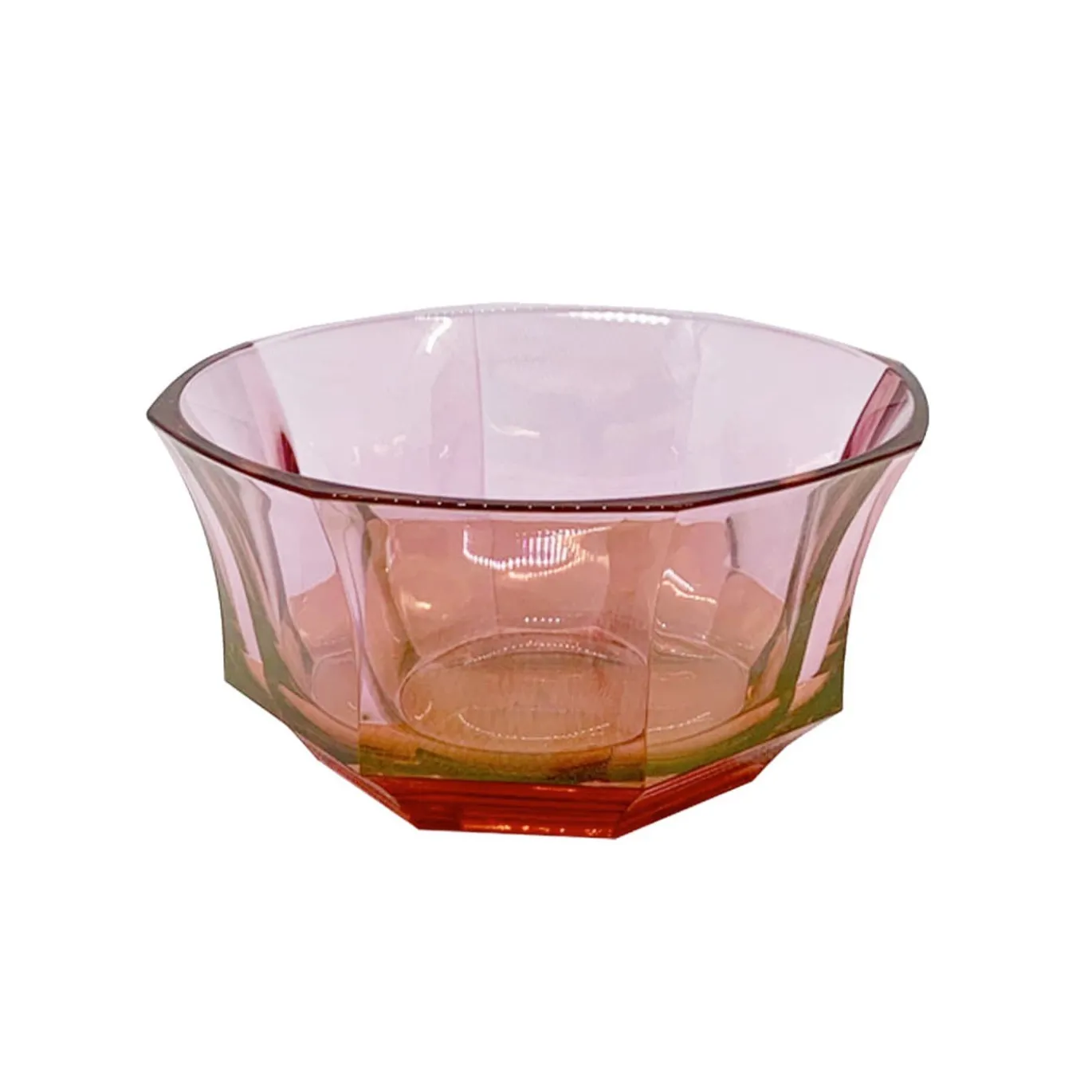 Ciotola da dessert in cristallo sfaccettato rosso-rosa