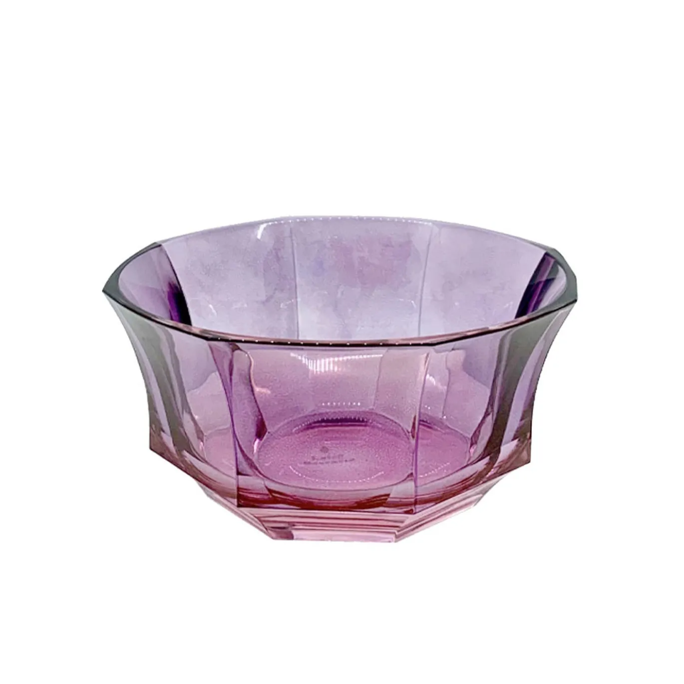 Ciotola da dessert in cristallo sfaccettato rosa-viola