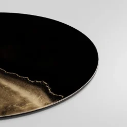 Collezione Inchiostro - Set di 4 Sottopiatti Rotondi Bianco Nero Oro