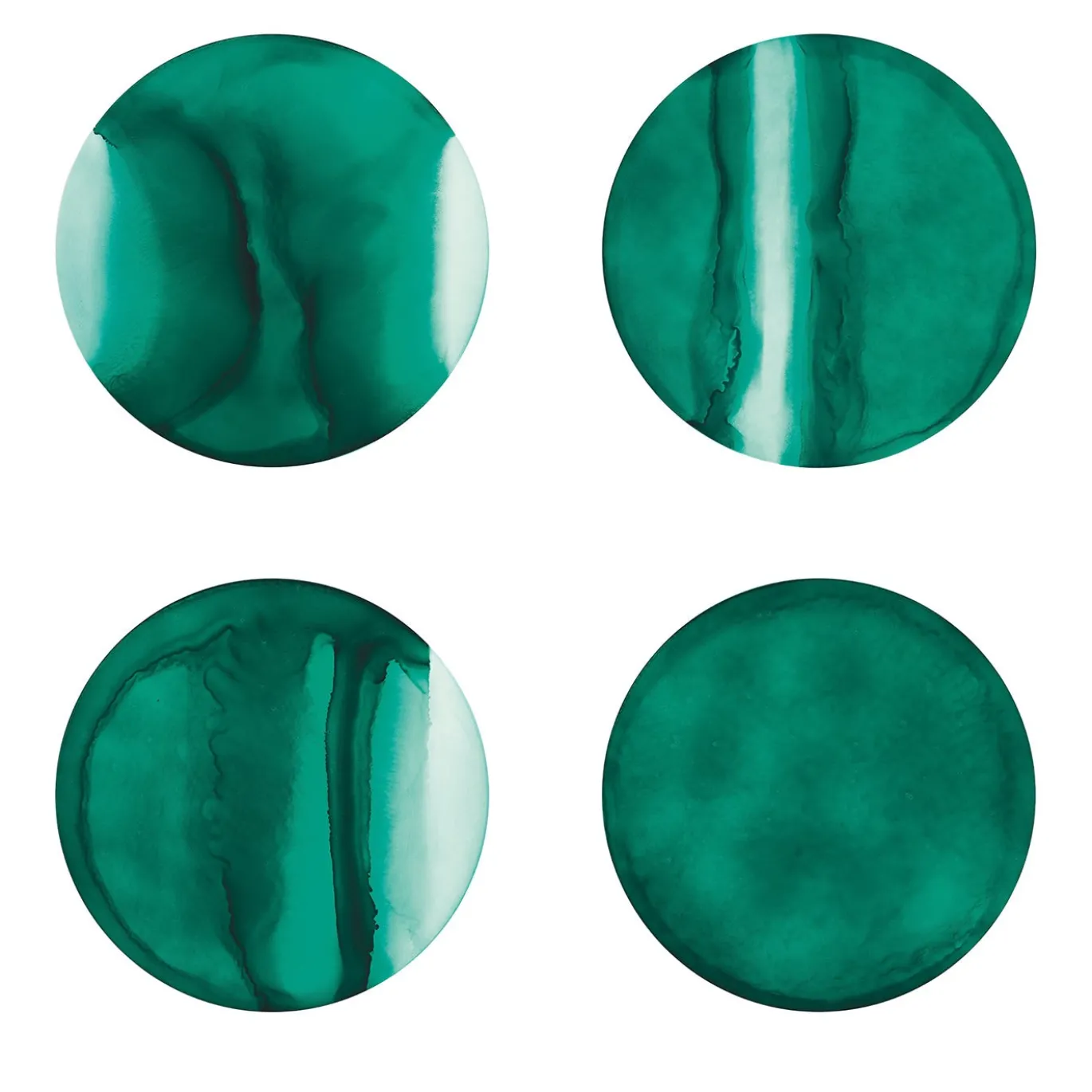 Collezione Inchiostro - Set di 4 Sottopiatti rotondi Verde Malachite