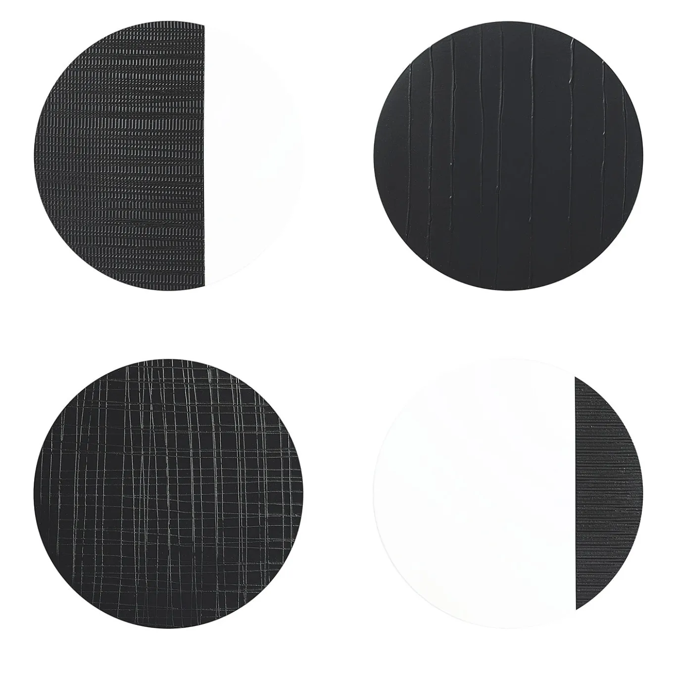 Collezione Tracce - Set di 4 sottopiatti rotondi Carbone e Bianchi