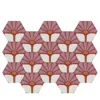 Composizione di Piastrelle Esagonali Rosa Janis con Motivo Floreale
