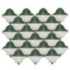 Composizione di Piastrelle in Ceramica Verde Zafferano con Motivo Floreale