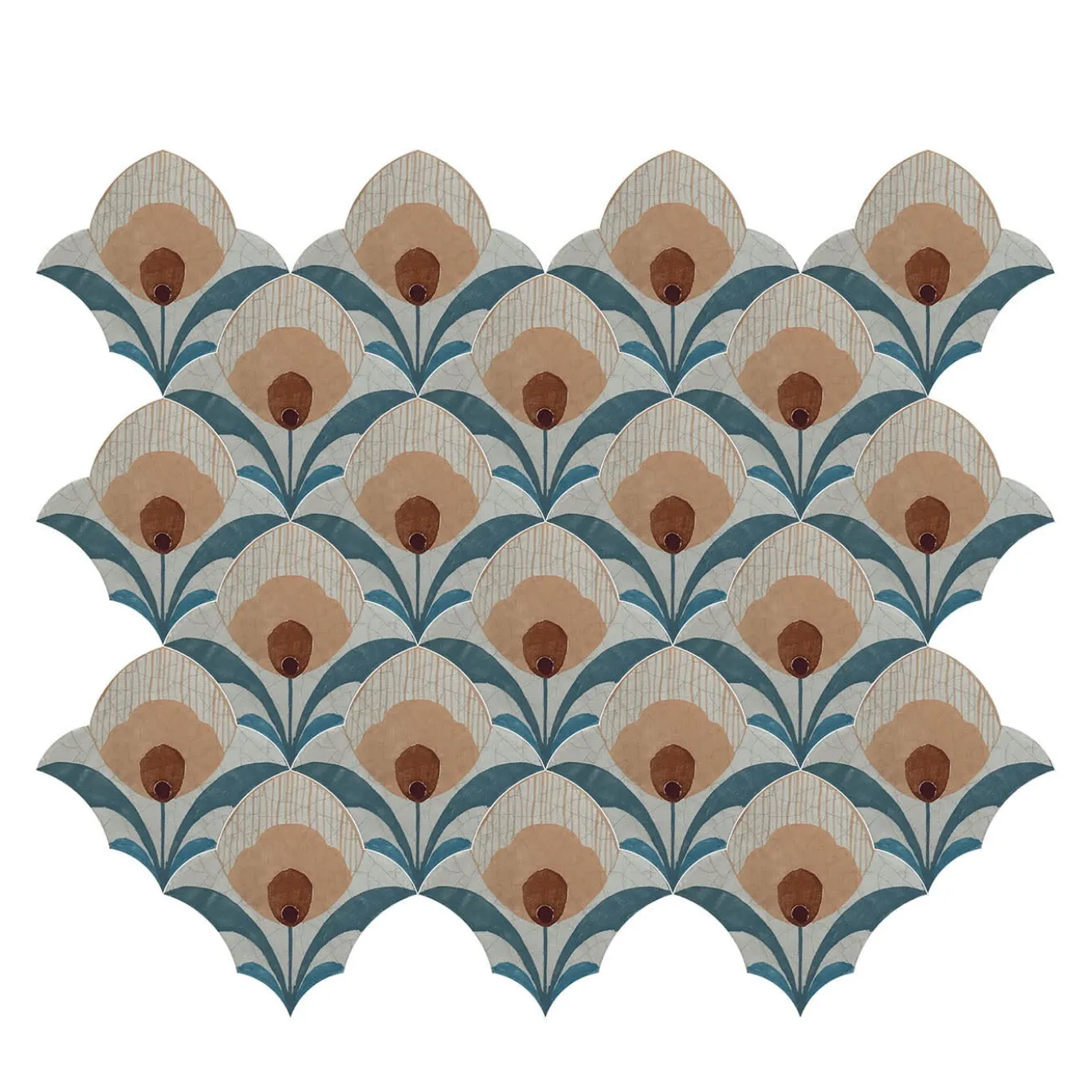 Composizione di Piastrelle in Ceramica Multicolore Karma con Motivo Floreale