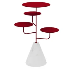 Condiviso - Piantana a 4 piani in rosso rubino/bianco di Carrara
