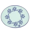 Corallo Blu Set di 2 tovagliette ovali ricamate in verde pastello
