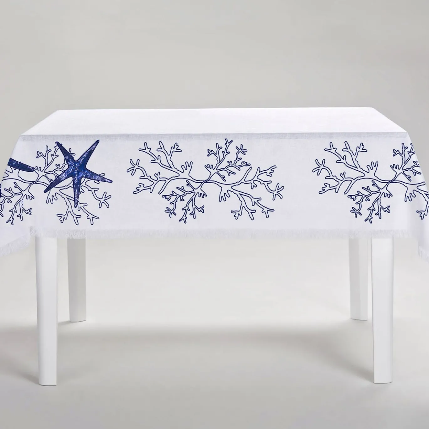Corallo Blu Tovaglia rettangolare bianca