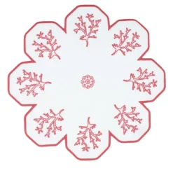 Corallo Rosa Set di 2 tovagliette di servizio bianche a forma di fiore