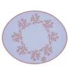 Corallo Rosa Set di 2 tovagliette ovali ricamate in lilla