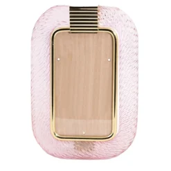 Cornice con Struttura in Ottone Lucido e Vetro a Torciglione Rosa