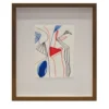 Cotone Multicolor Con Disegno Astratto Triangolo Rosso
